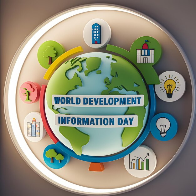 Photo world development information day banner