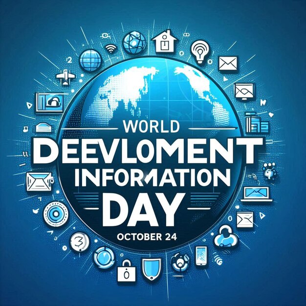 Photo world development information day celebrate holiday concept template