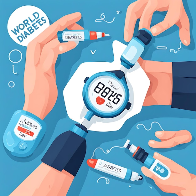 Photo world diabetes day flat illustration