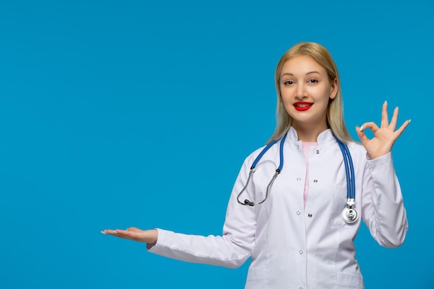 World doctors day smiling young doctor with the stethoscope