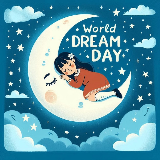 Photo world dream day banner design featuring cartoon character jpg