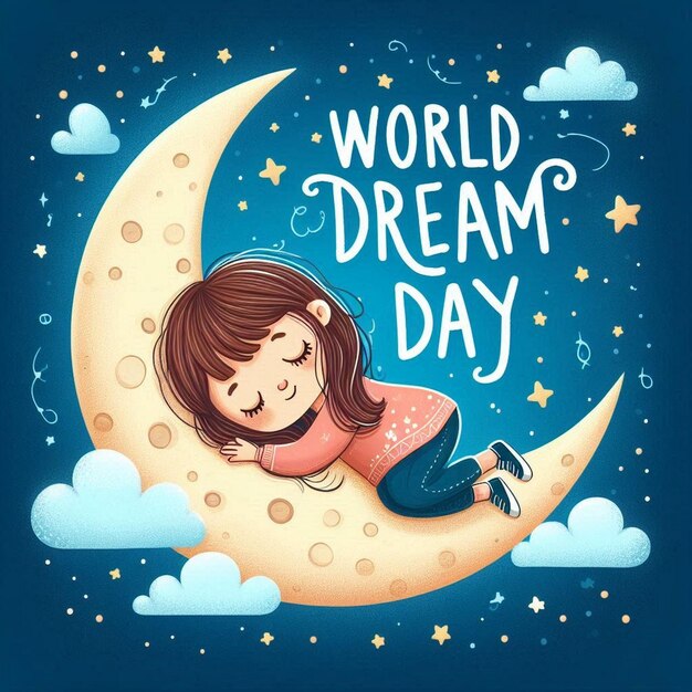 Photo world dream day banner design featuring cartoon character jpg