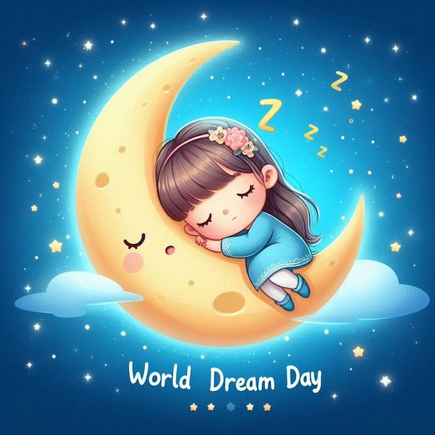 Photo world dream day banner design featuring cartoon character jpg