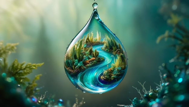 World in a drop Nature Environment Green Water Earth