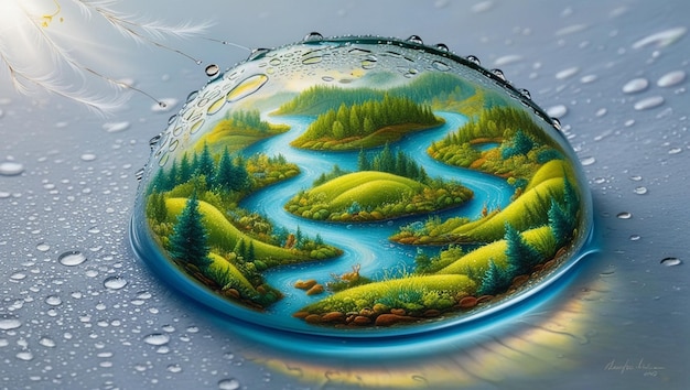 World in a drop Nature Environment Green Water Earth