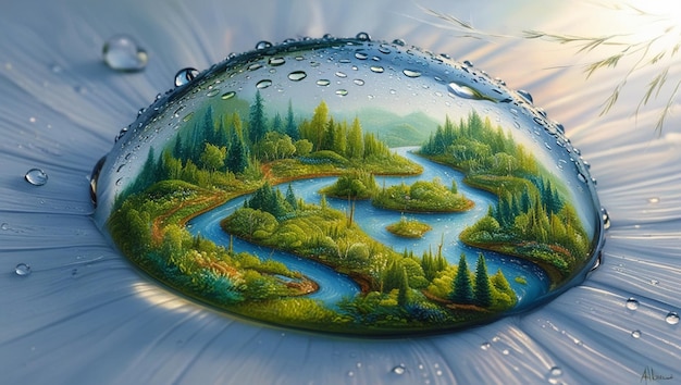 World in a drop Nature Environment Green Water Earth