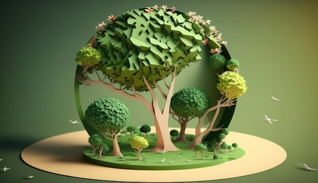 World Earth Day green tree with world Saving environment save clean planet ecology concept