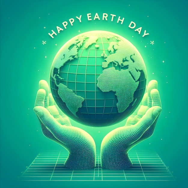 World Earth Day Illustration With a Earth Globe Showing a Vision of Green World