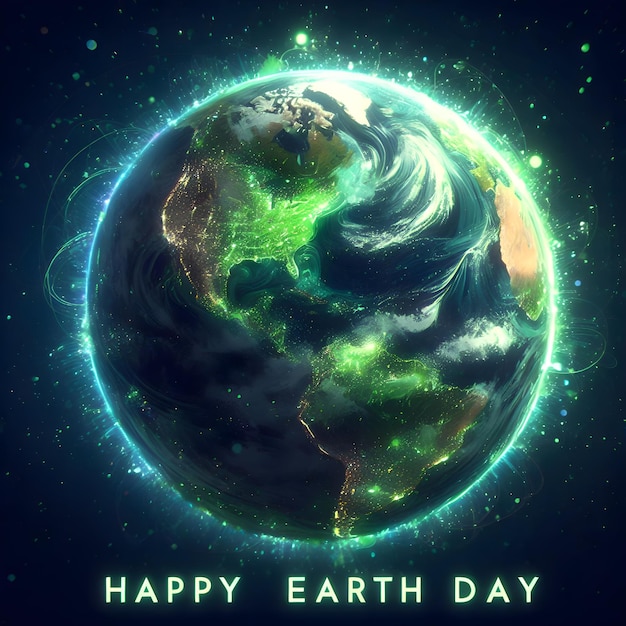 World Earth Day Illustration With a Earth Globe Showing a Vision of Green World