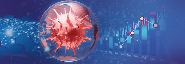 World economy and corona virus concept. The impact of coronavirus on the world. 3d illustration