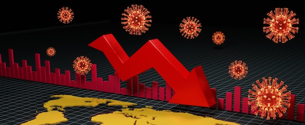 World economy and corona virus concept. The impact of coronavirus on the world. 3d illustration