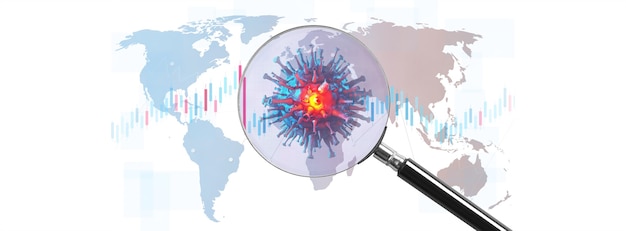 World economy and corona virus concept. The impact of coronavirus on the world. 3d illustration