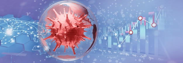 World economy and corona virus concept. The impact of coronavirus on the world. 3d illustration