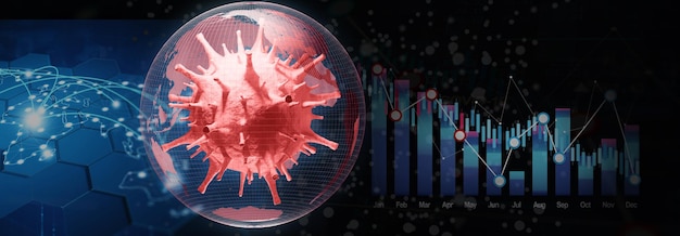 World economy and corona virus concept. The impact of coronavirus on the world. 3d illustration