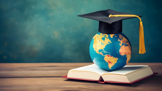 World education day background Globe with book