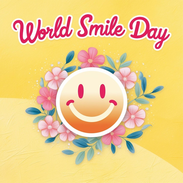 World emoji day Anthropomorphic smile Face Birthday Party Emotions A little girl smiling with all her teeth holds a cardboard love emoji in her hands World Happiness day