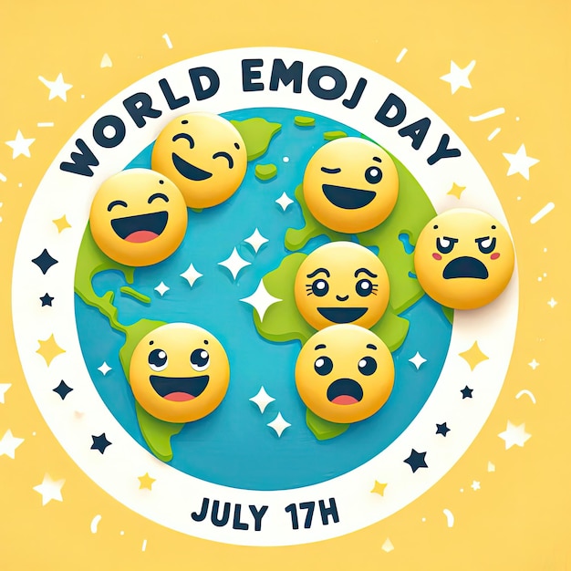 Photo world emoji day banner template vector stock