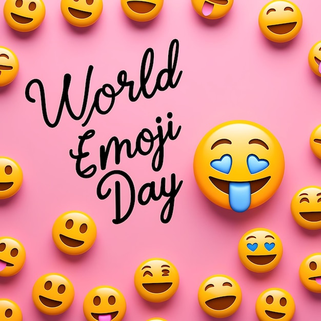 Photo world emoji day poster background 4k image