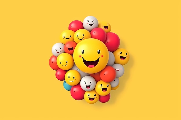 World Emoji Day A yellow background with a smiling face and a yellow background with a smiley face