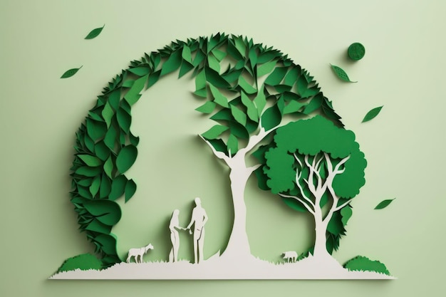 World environment day background in paper cut style Earth day Generative AI