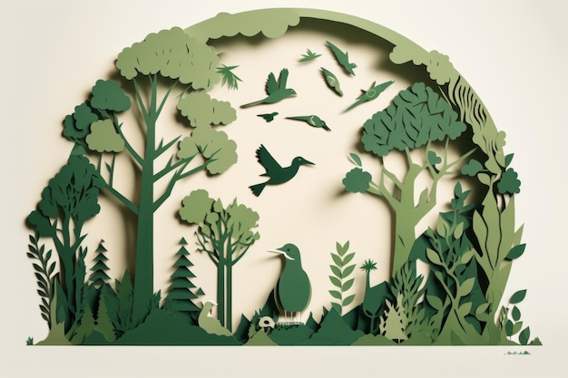 World environment day background in paper cut style Earth day Generative AI