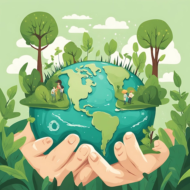 World Environment day concept 3d design with Environment day text and background illustration