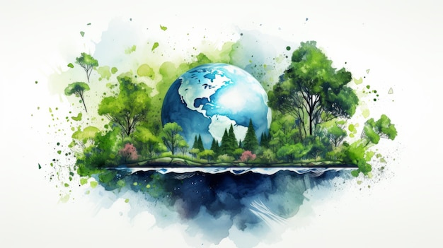 World Environment Day June 5 watercolor style Generative AI