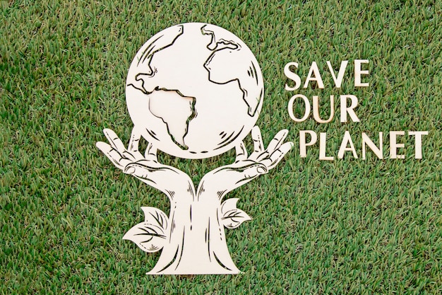 World environment day wooden object with lettering