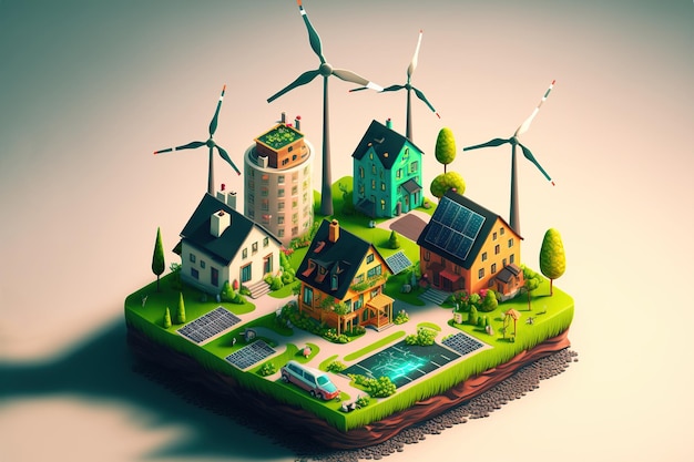 World environment and earth day concept with globe and eco friendly environment Generative AI illustration