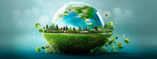 World environment and earth day concept with globe nature and eco friendly environment Generative AI