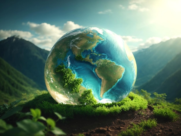 World environment and earth day concept with globe nature and Eco friendly environment Generative