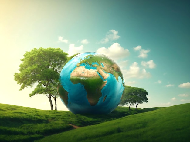 World environment and earth day concept with globe nature and Eco friendly environment Generative