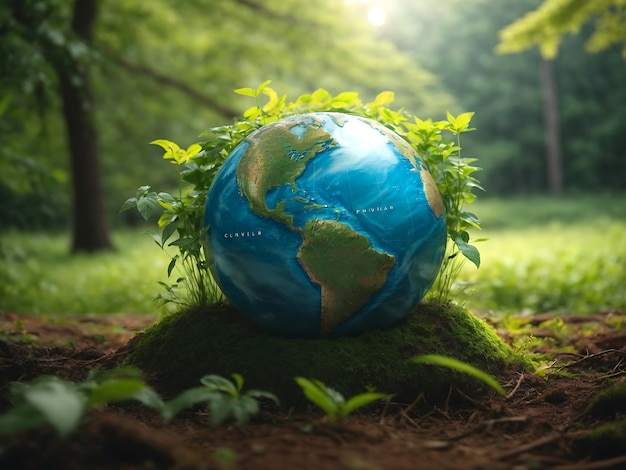 World environment and earth day concept with globe nature and Eco friendly environment Generative