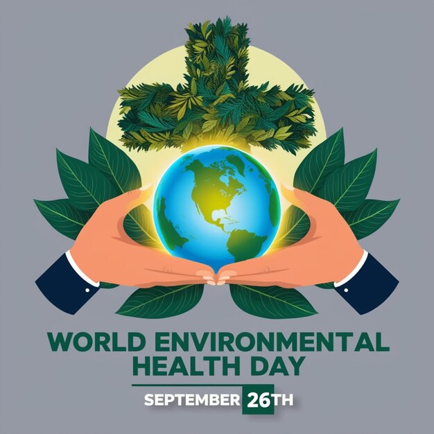 World Environmental Health Day creative green natural ecological ecofriendly concept illustration