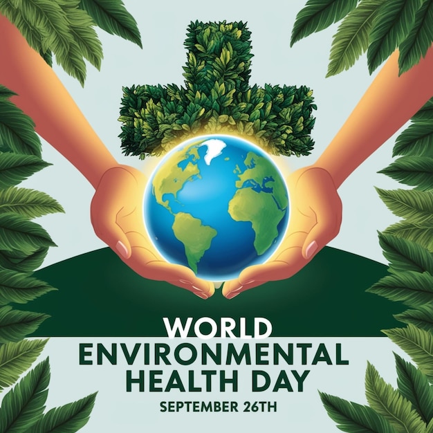 World Environmental Health Day creative green natural ecological ecofriendly concept illustration