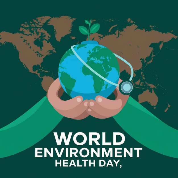 World Environmental Health Day creative green natural ecological ecofriendly concept illustration