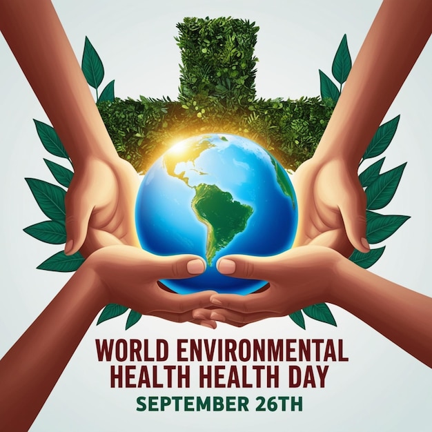 World Environmental Health Day creative green natural ecological ecofriendly concept illustration