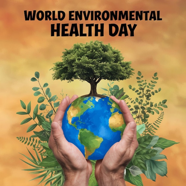 World Environmental Health Day creative green natural ecological ecofriendly concept illustration