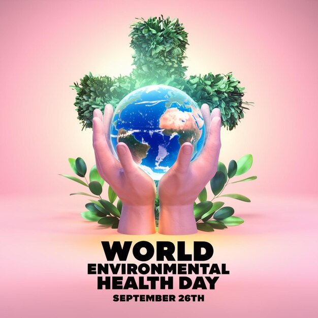 World Environmental Health Day creative green natural ecological ecofriendly concept illustration