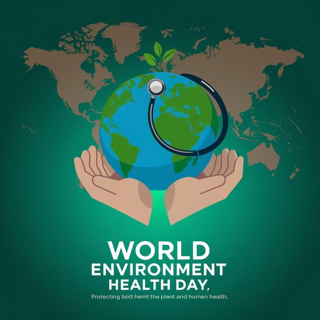 World Environmental Health Day creative green natural ecological ecofriendly concept illustration