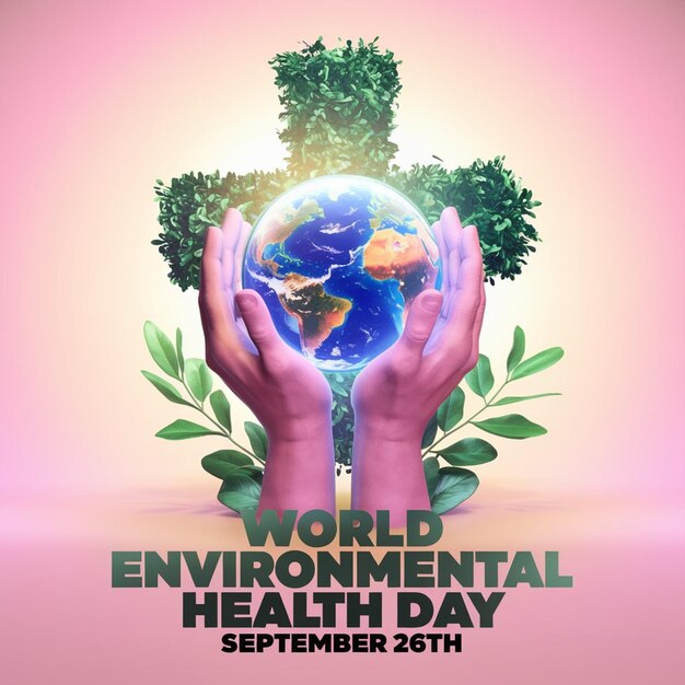 World Environmental Health Day creative green natural ecological ecofriendly concept illustration