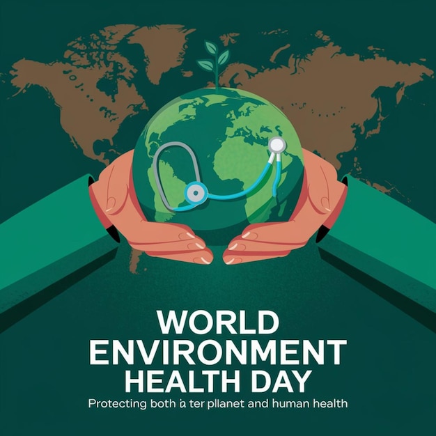 World Environmental Health Day creative green natural ecological ecofriendly concept illustration