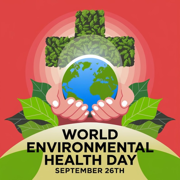 World Environmental Health Day creative green natural ecological ecofriendly concept illustration