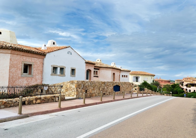 World famous Porto Cervo village under a cloudy sky