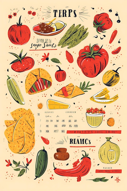 World of food collection colorful handdrawn images and highly applicable