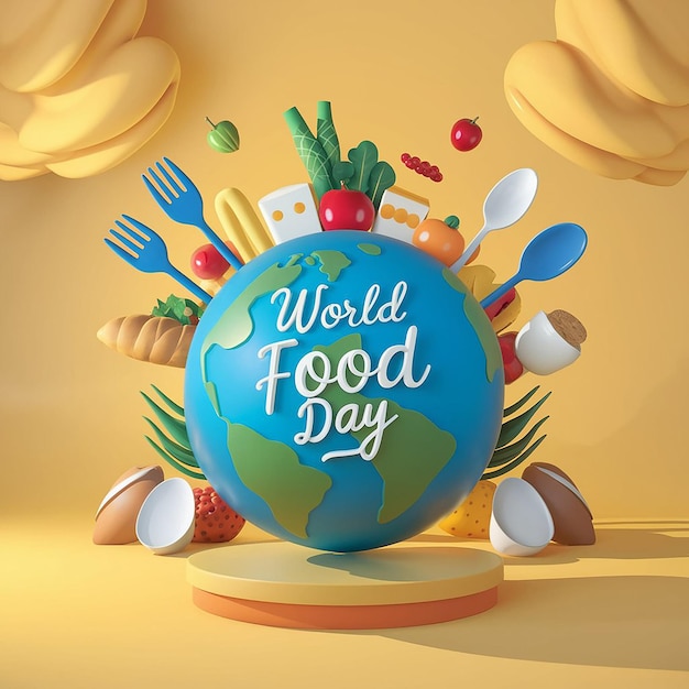 Photo world food day 3d background design