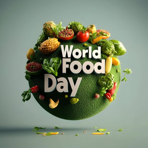 World food day 3D text design for celebrate food day Food day text background