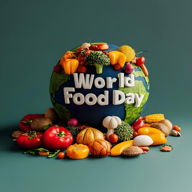 World food day 3D text design for celebrate food day Food day text background