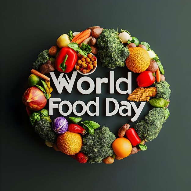 World food day 3D text design for celebrate food day Food day text background