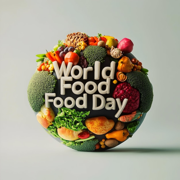 World food day 3D text design for celebrate food day Food day text background